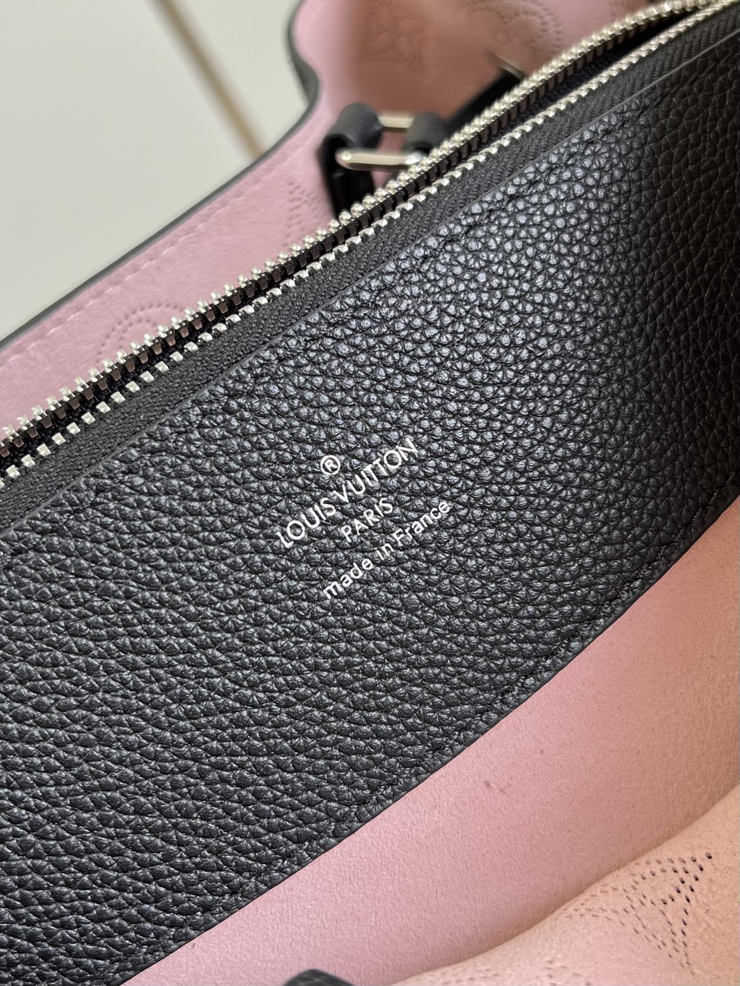Louis Vuitton M59200 Bella Tote Bag Perforated Mahina Calf Leather Black