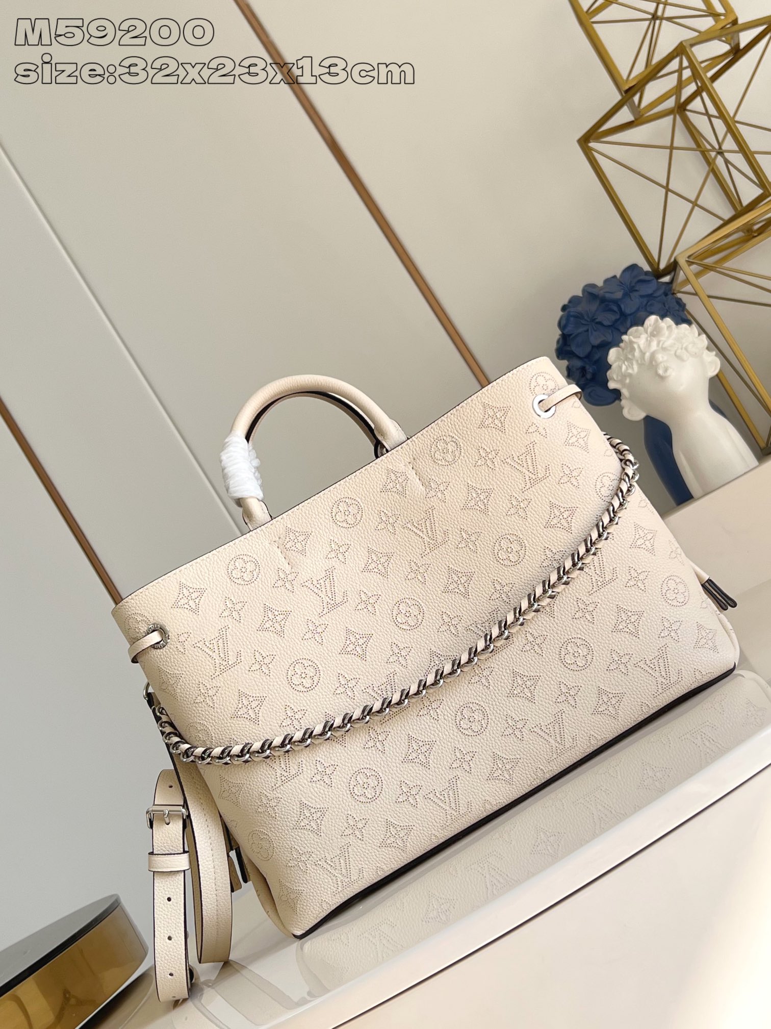 Louis Vuitton M59200 Bella Tote Mahina Perforated Calfskin Beige