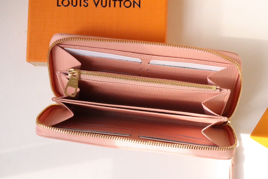 Louis Vuitton M60571 Zippy round Zipper Wallet  Embossed Supple Grained Cowhide Leather Rose