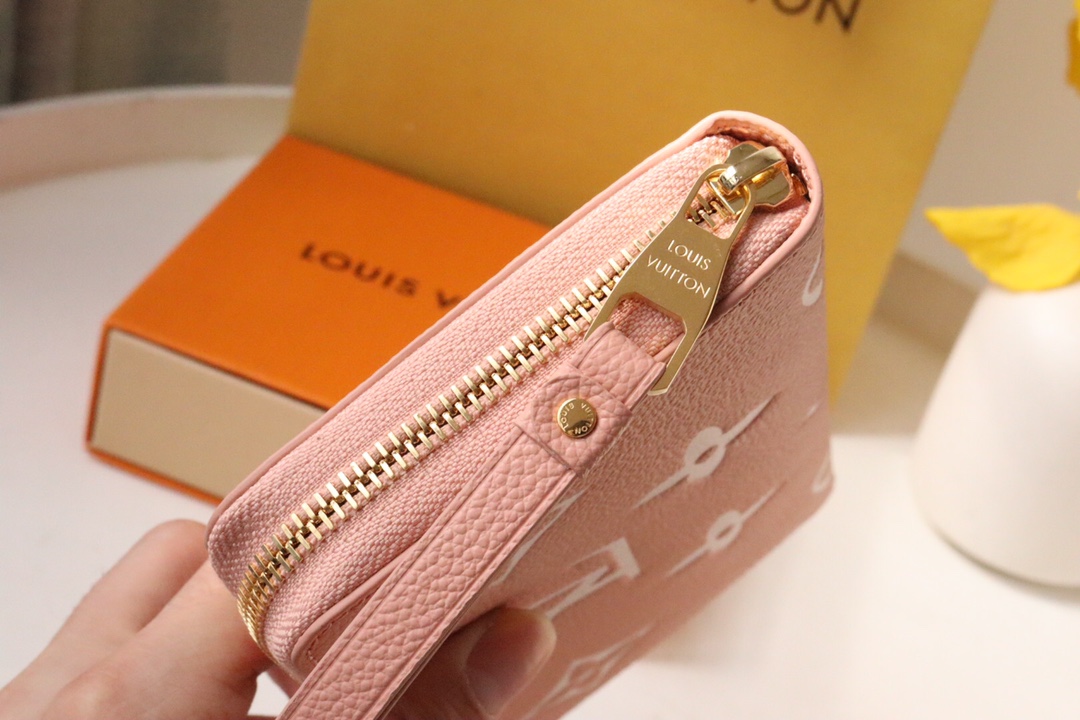 Louis Vuitton M60571 Zippy round Zipper Wallet  Embossed Supple Grained Cowhide Leather Rose