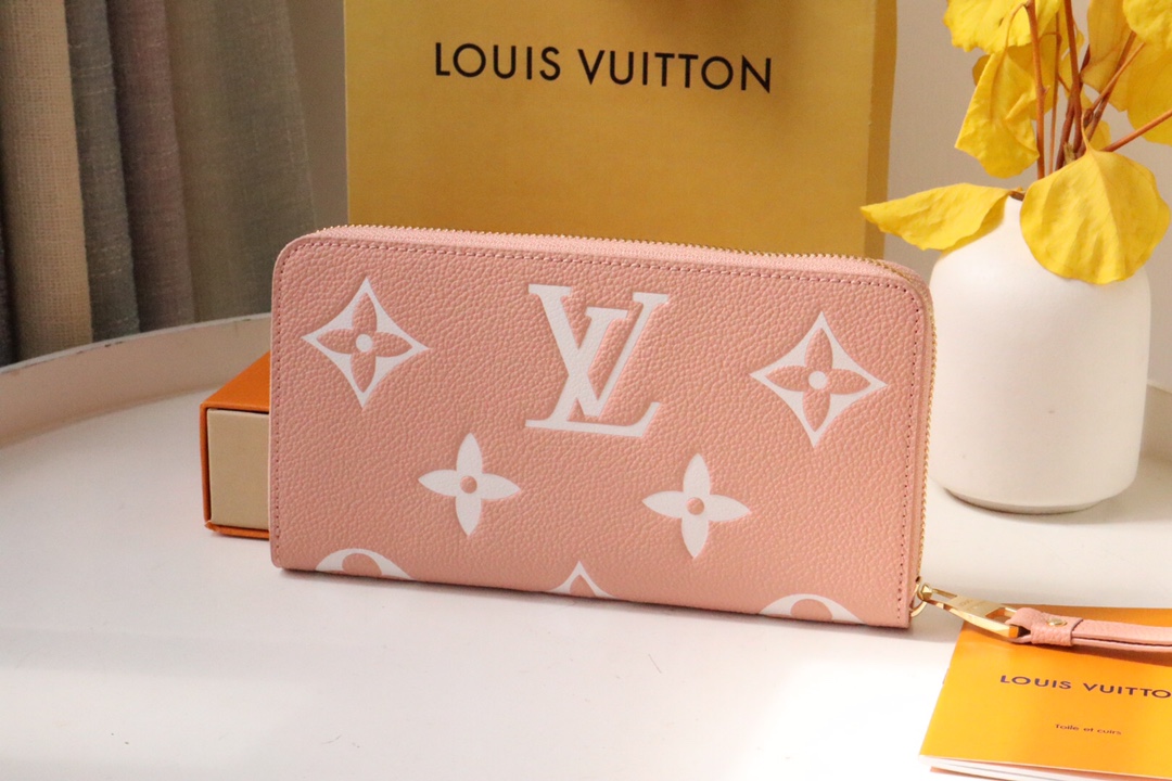 Louis Vuitton M60571 Zippy round Zipper Wallet  Embossed Supple Grained Cowhide Leather Rose