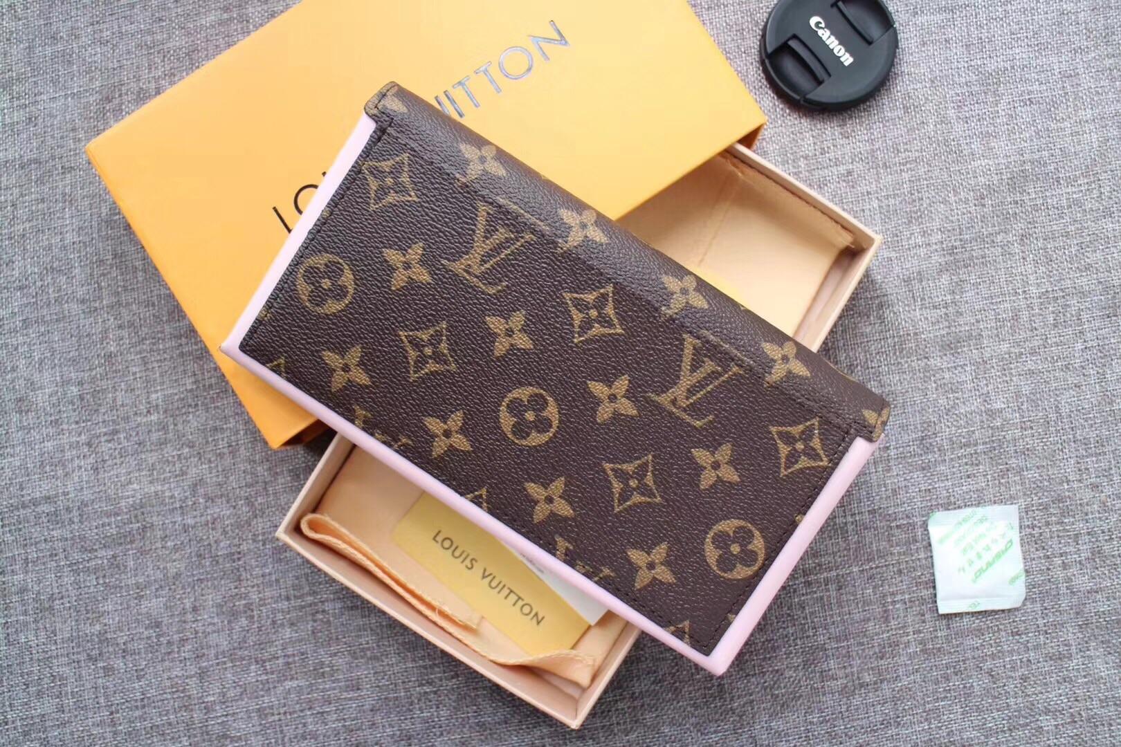 Louis Vuitton M64586 Flore Wallet Monogram Coated Canvas and Calf Leather Rose Ballerine