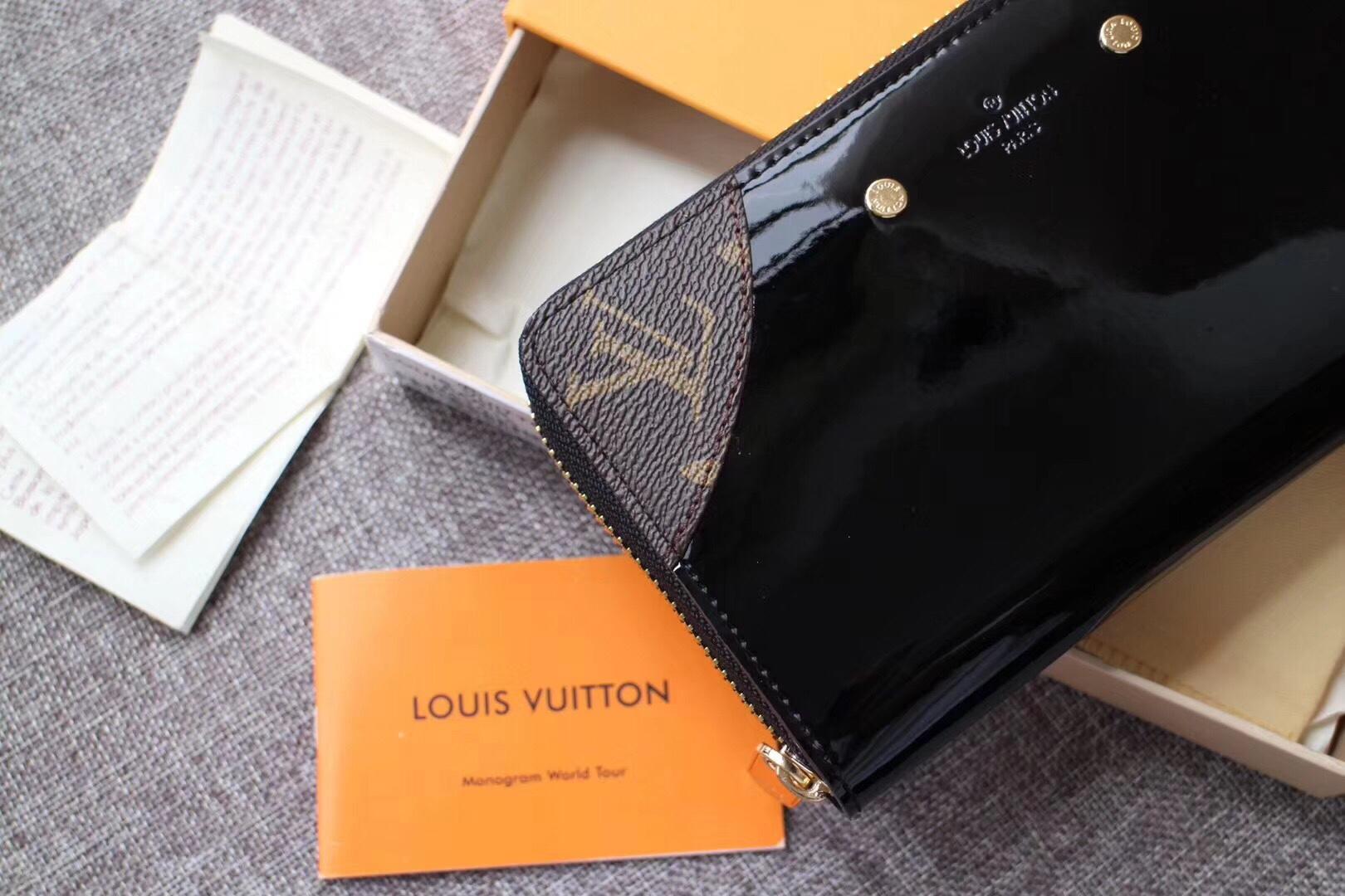 Louis Vuitton M67271 Zippy Venice Patent Cowhide Leather Lining Black