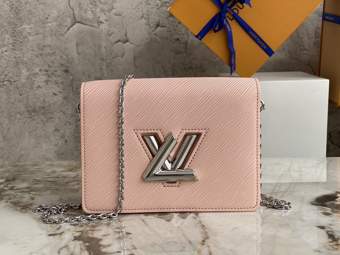 Louis Vuitton M68750 Twist Belt Chain Pouch Epi Grained Cowhide Leather Pink With Sliver