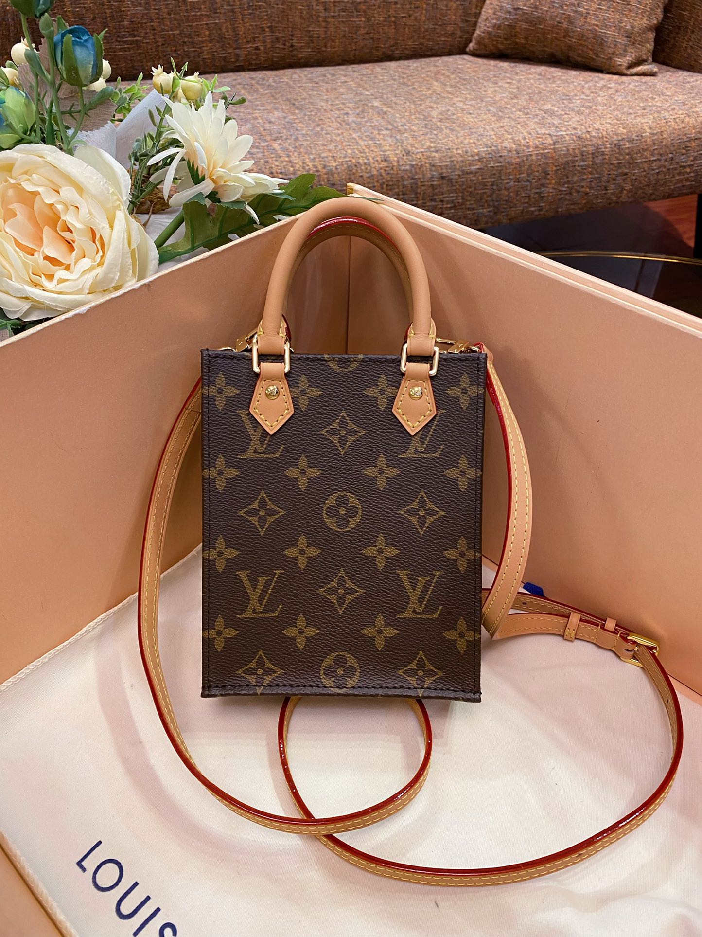 Louis Vuitton M81295 Petit Sac Plat Bag Monogram coated canvas