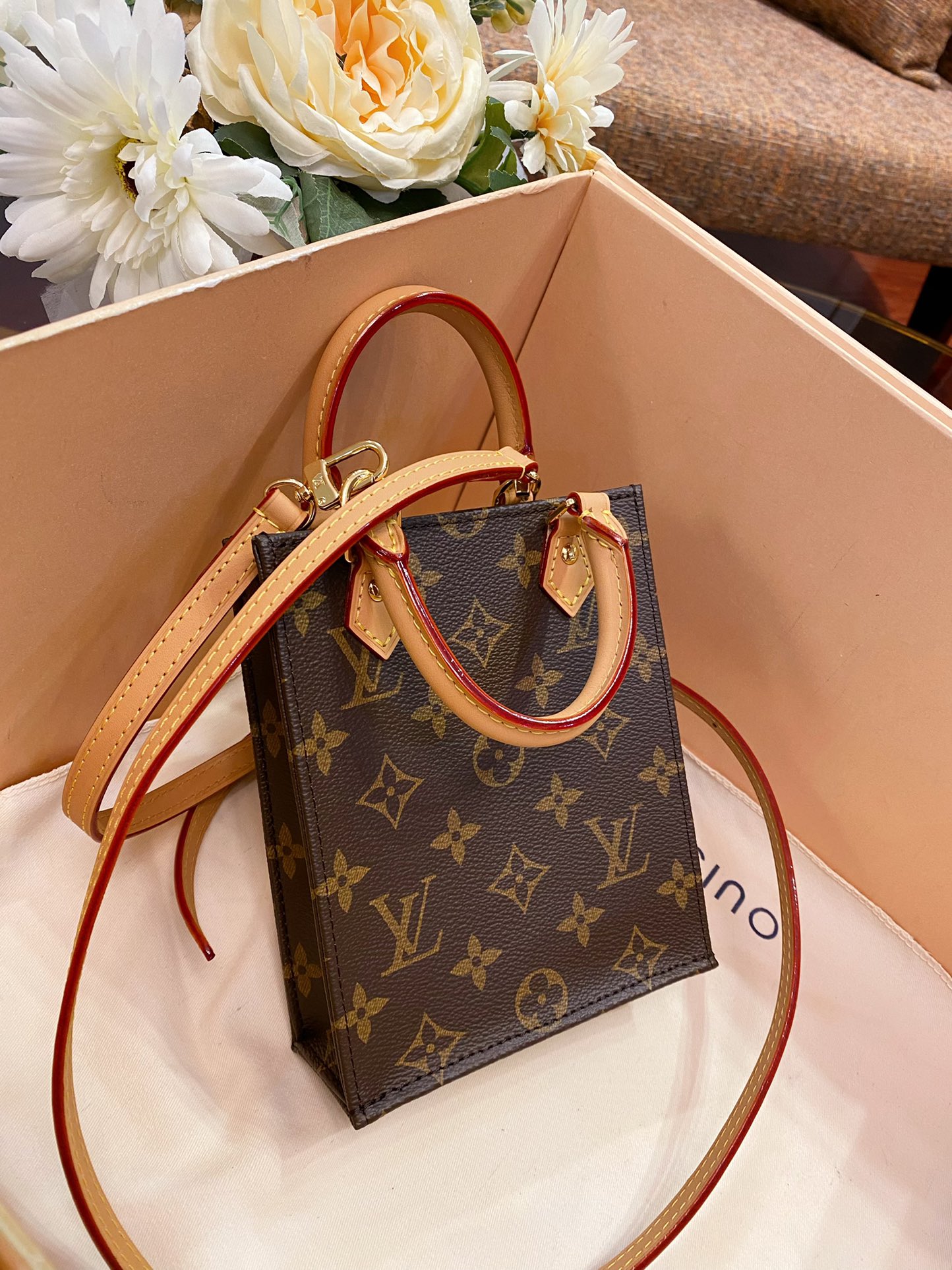 Louis Vuitton M81295 Petit Sac Plat Bag Monogram coated canvas