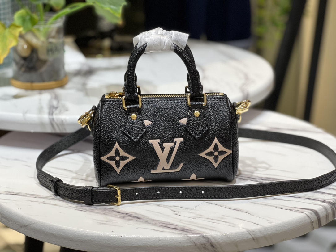 Louis Vuitton M81456 Nano Speedy Black Leather