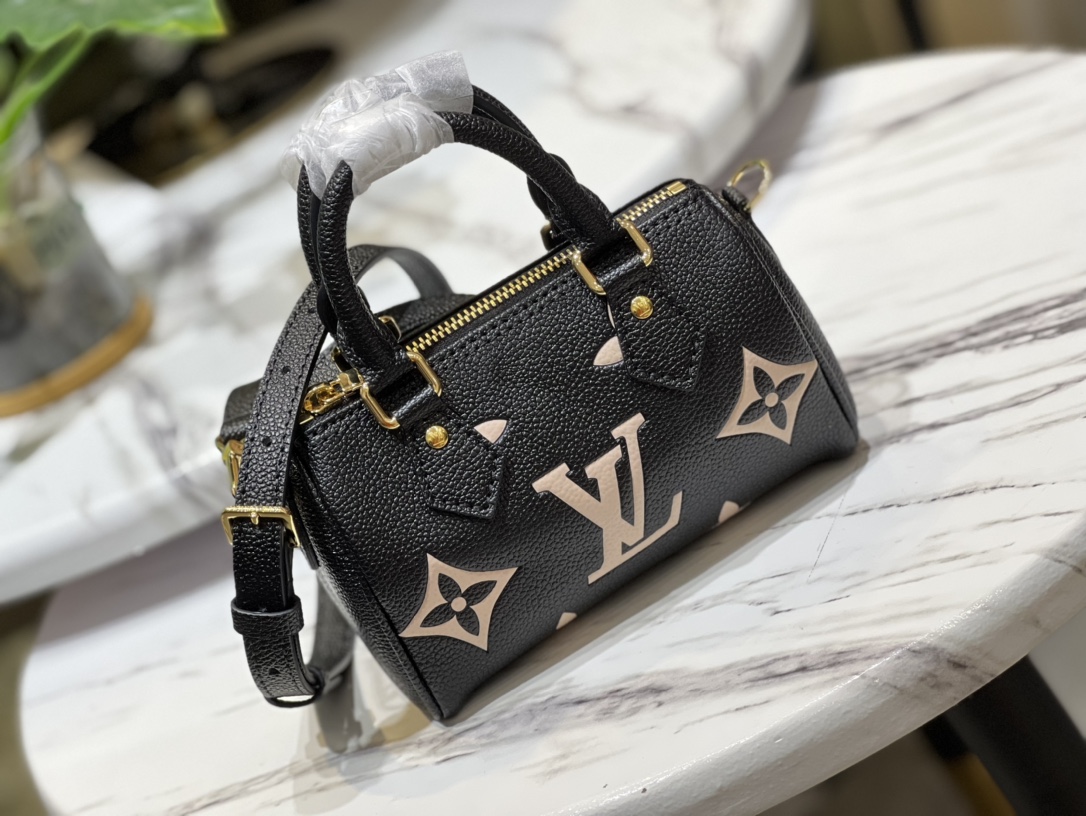 Louis Vuitton M81456 Nano Speedy Black Leather