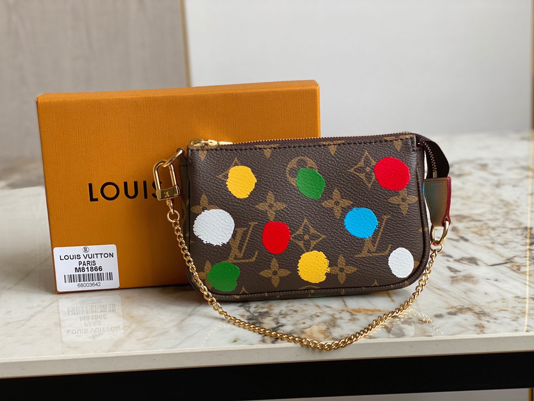 Louis Vuitton M81866  LVxYK Mini Pochette Accessoires Monogram Coated Canvas with 3D Painted Dots Print 