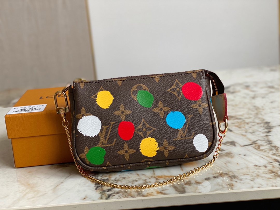 Louis Vuitton M81866  LVxYK Mini Pochette Accessoires Monogram Coated Canvas with 3D Painted Dots Print 