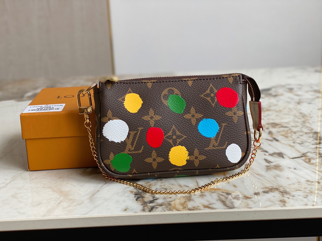 Louis Vuitton M81866  LVxYK Mini Pochette Accessoires Monogram Coated Canvas with 3D Painted Dots Print 