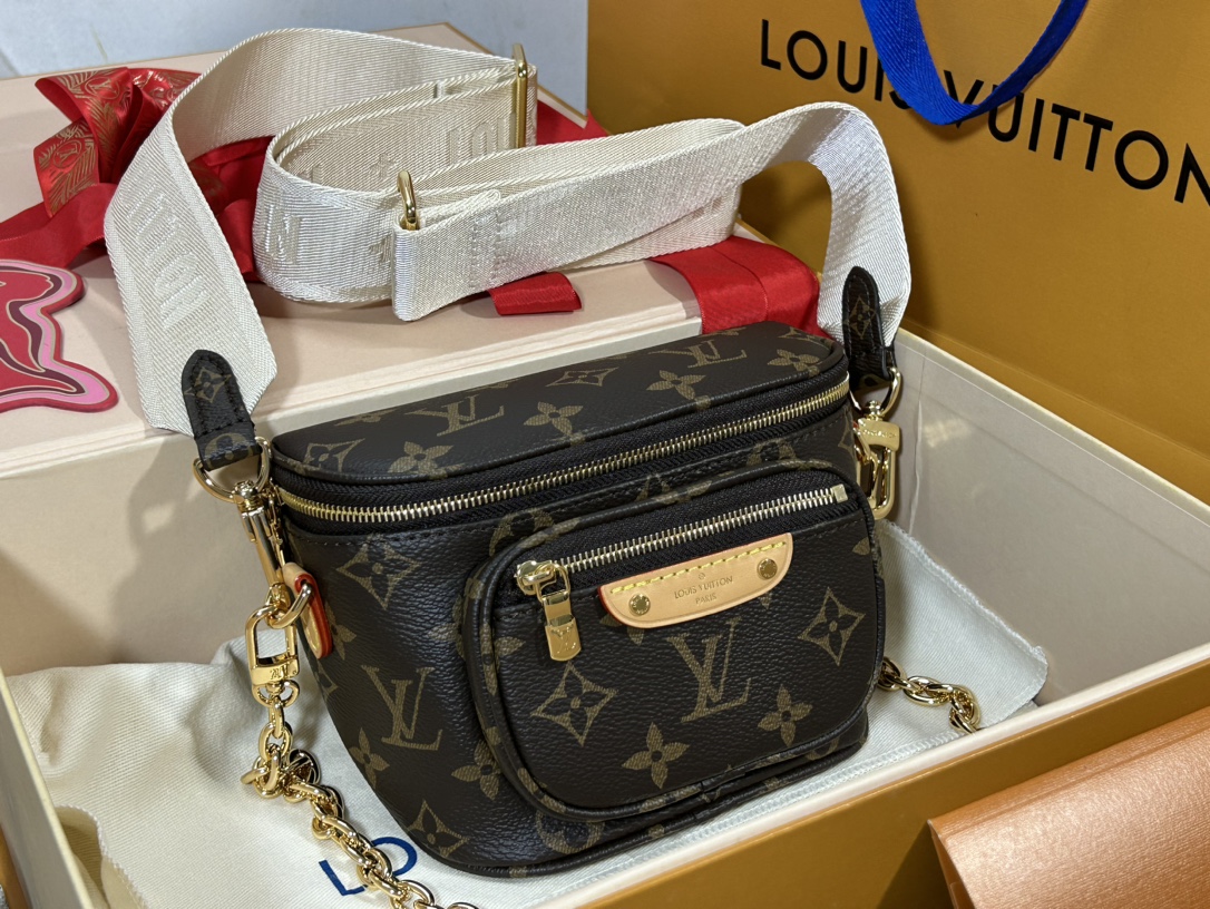 Louis Vuitton M82335 Mini Bumbag Monogram coated canvas With White Strap