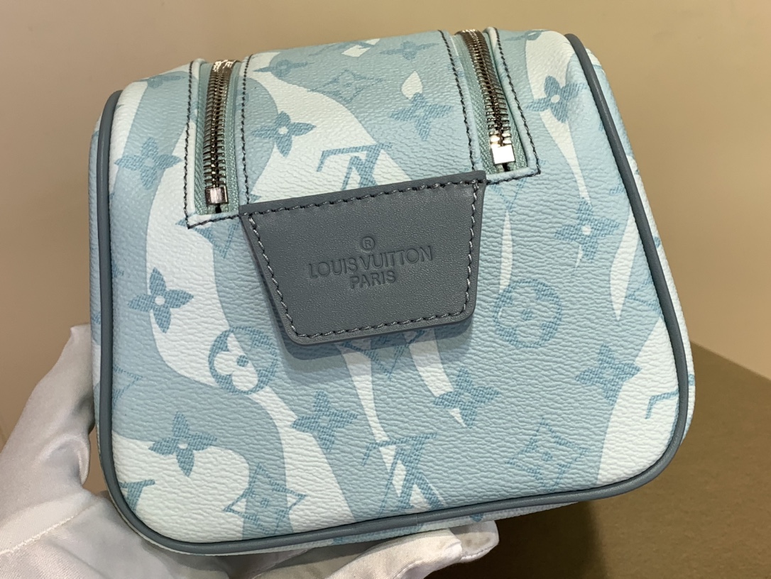 Louis Vuitton M82337 Dopp Kit Monogram Aquagarden Coated Canvas Crystal Blue