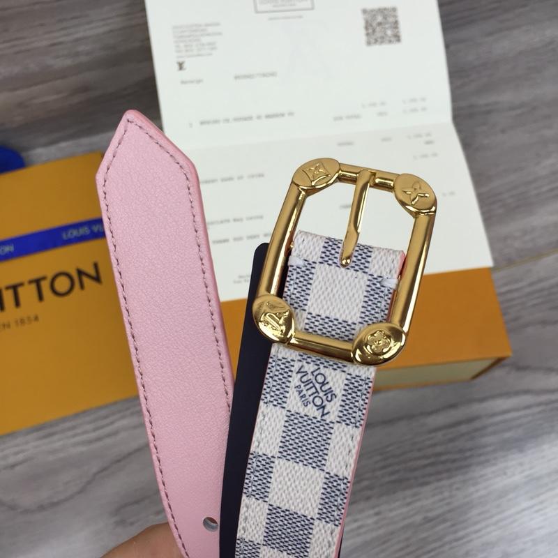 Louis Vuitton M9942 Width 2.5cm Women Leather Belt With Gold Buckle 036