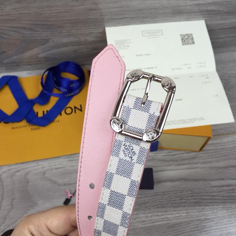 Louis Vuitton M9942 Width 2.5cm Women Leather Belt With Silver Buckle 037