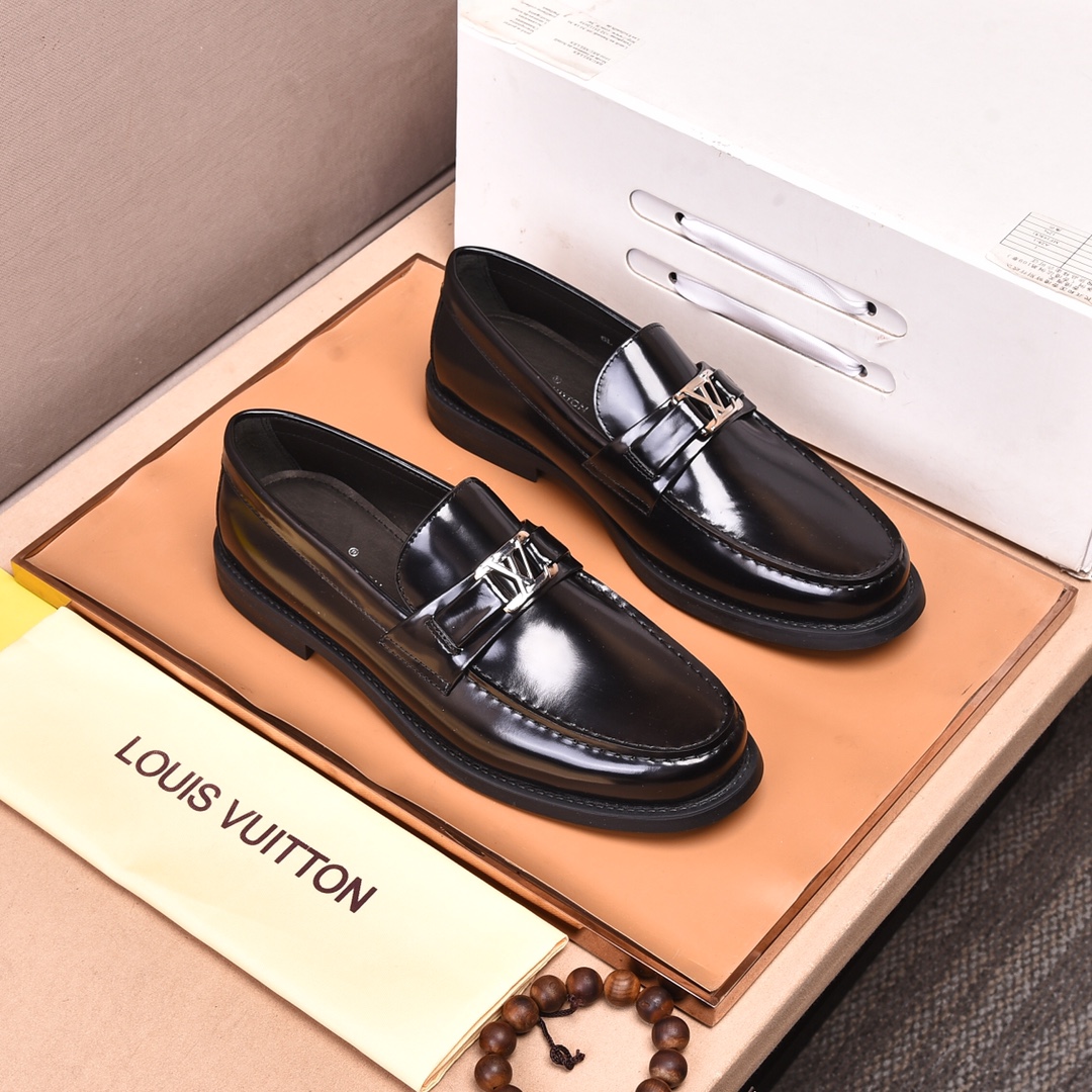 Louis Vuitton Men Business Patent Leather Shoes Black 38-44