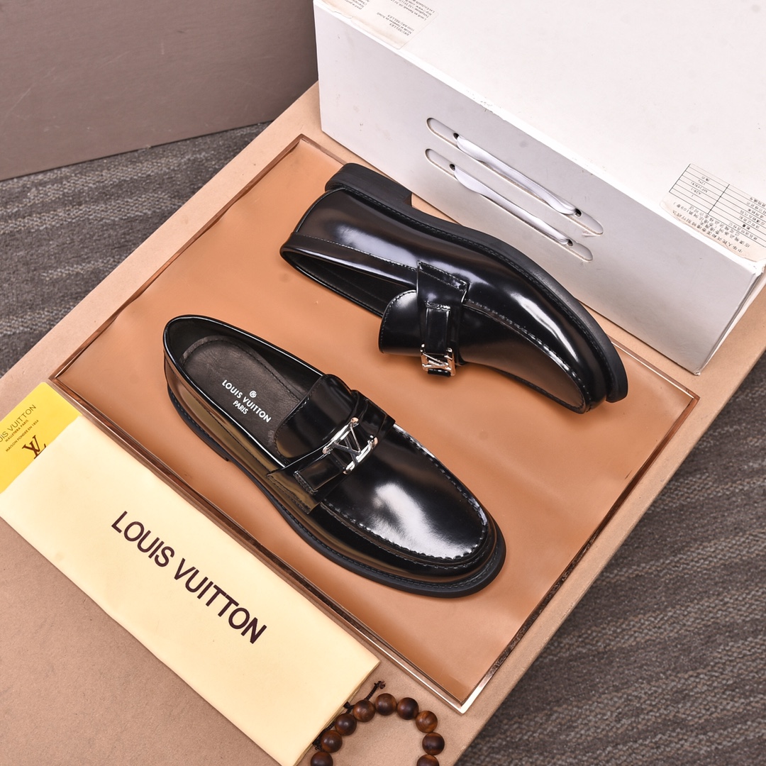 Louis Vuitton Men Business Patent Leather Shoes Black 38-44