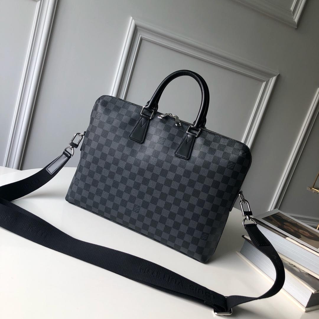 Louis Vuitton Men Porte-Documents Voyage PM Damier Graphite Canvas Business Bag