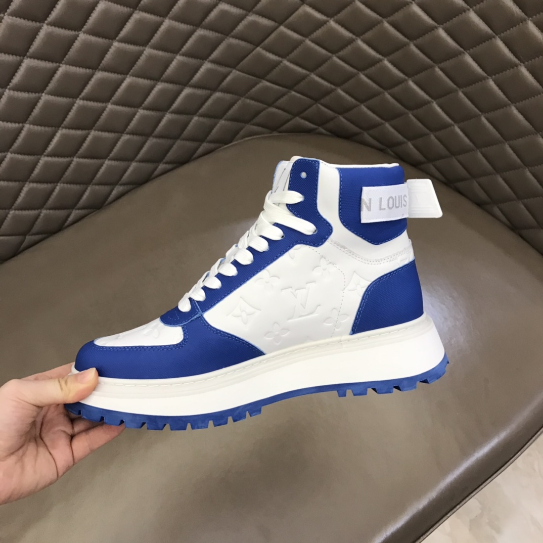 Louis Vuitton Mens Abbesses High-top Sneakers White with Blue 38-44