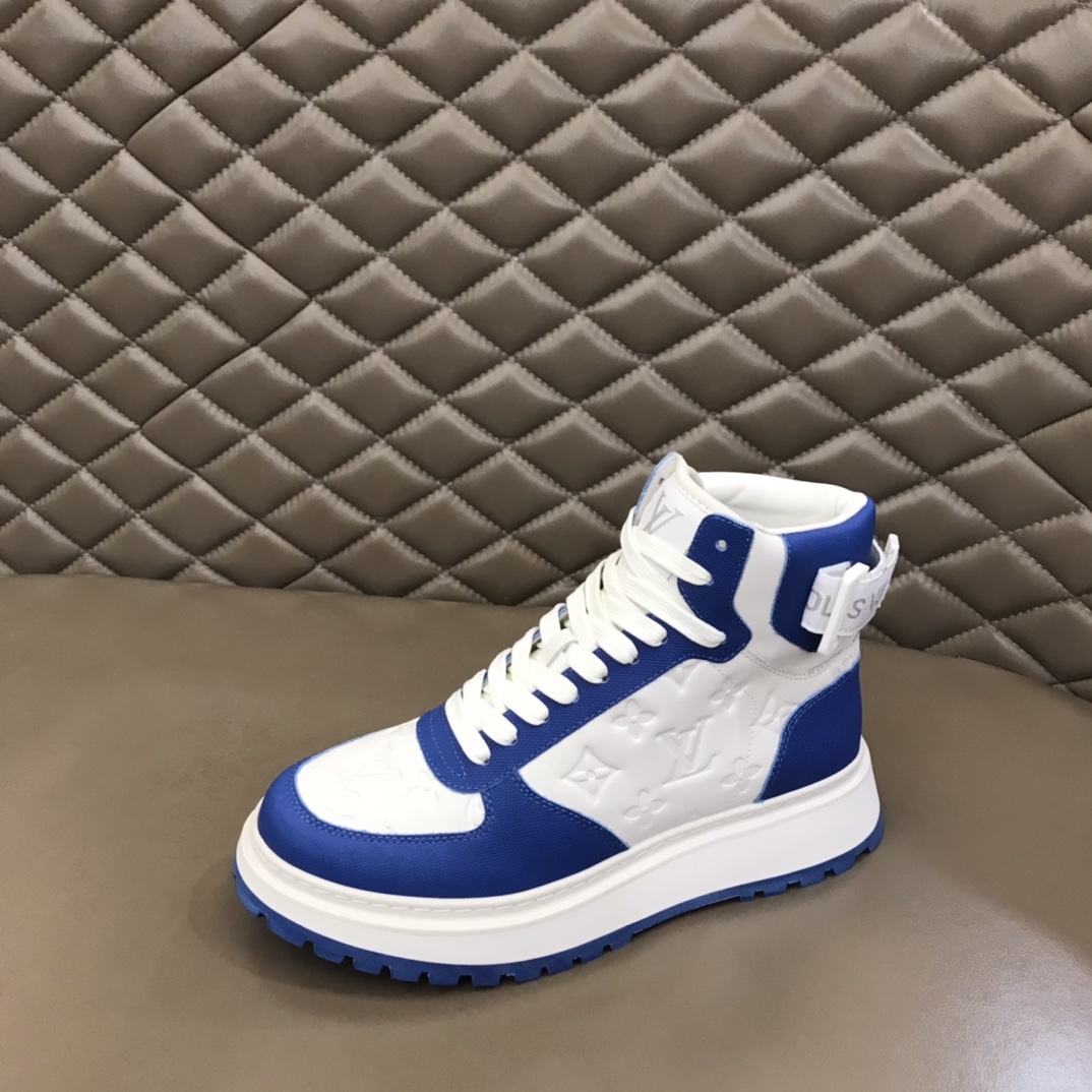 Louis Vuitton Mens Abbesses High-top Sneakers White with Blue 38-44