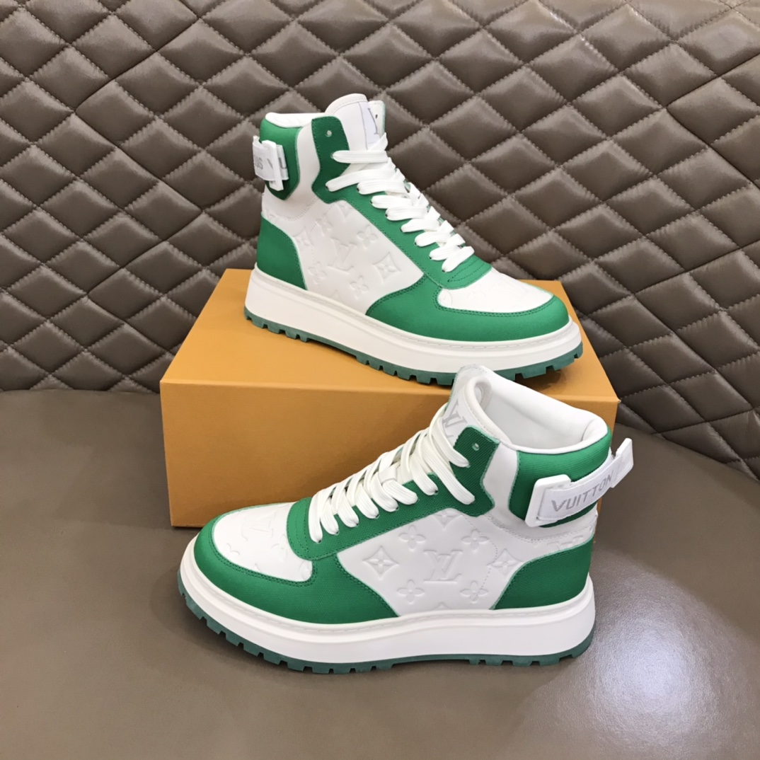 Louis Vuitton Mens Abbesses High-top Sneakers White with Green 38-44