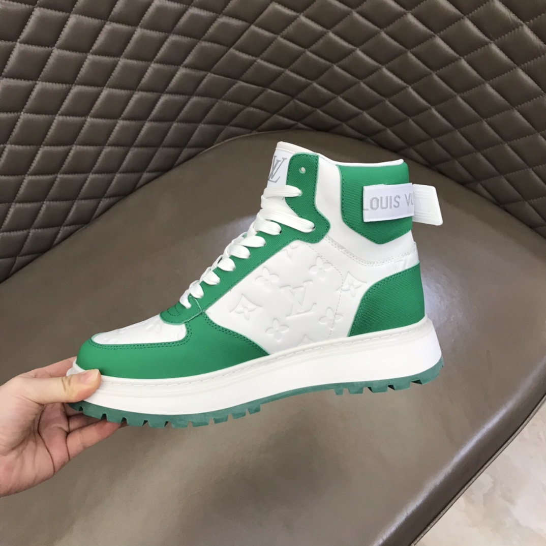 Louis Vuitton Mens Abbesses High-top Sneakers White with Green 38-44