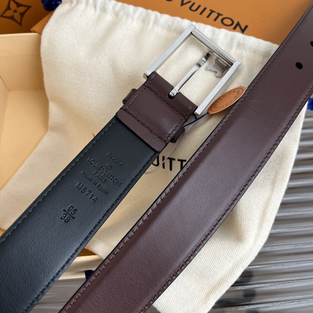 Louis Vuitton Mens Leather Belt Width 3.5cm 195