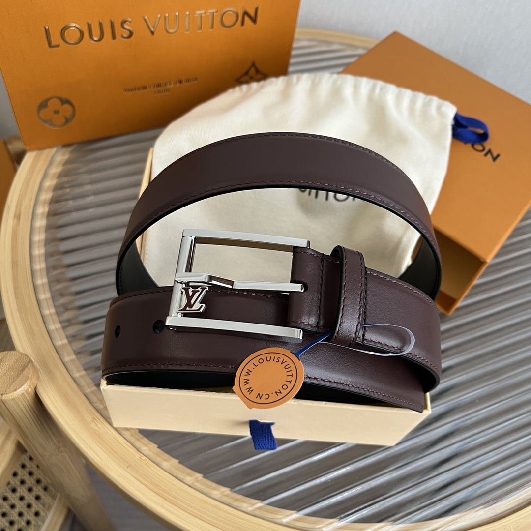 Louis Vuitton Mens Leather Belt Width 3.5cm 195