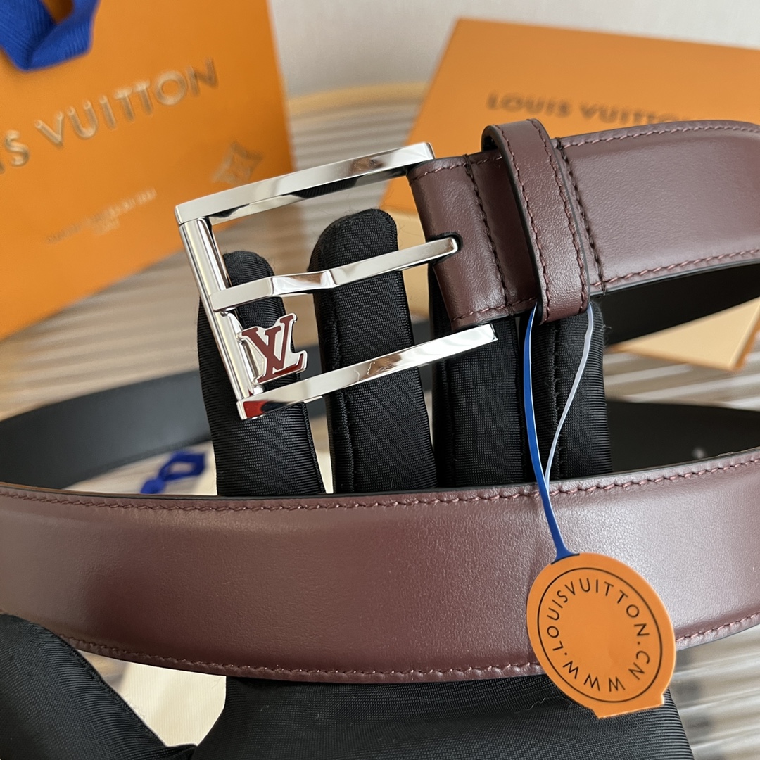 Louis Vuitton Mens Leather Belt Width 3.5cm 195