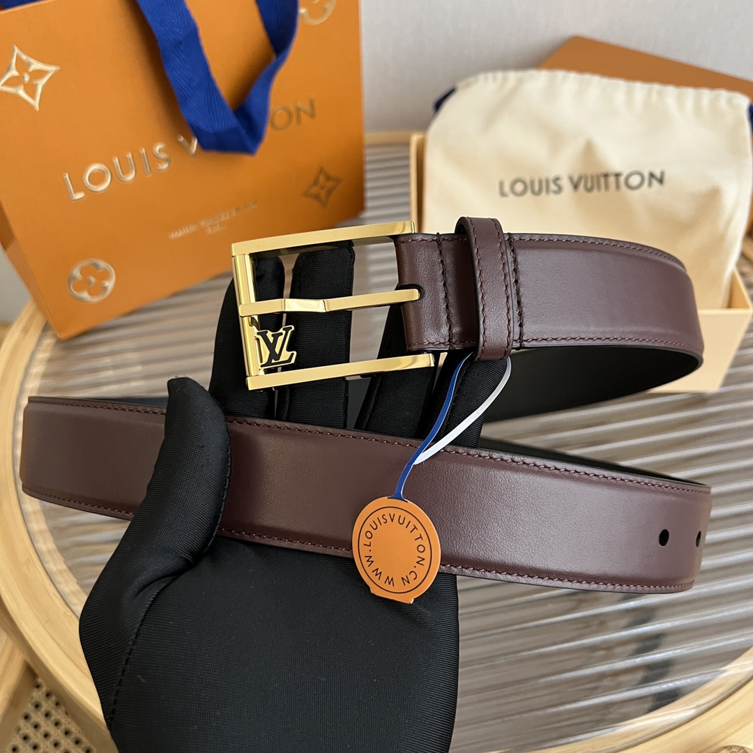 Louis Vuitton Mens Leather Belt Width 3.5cm 196