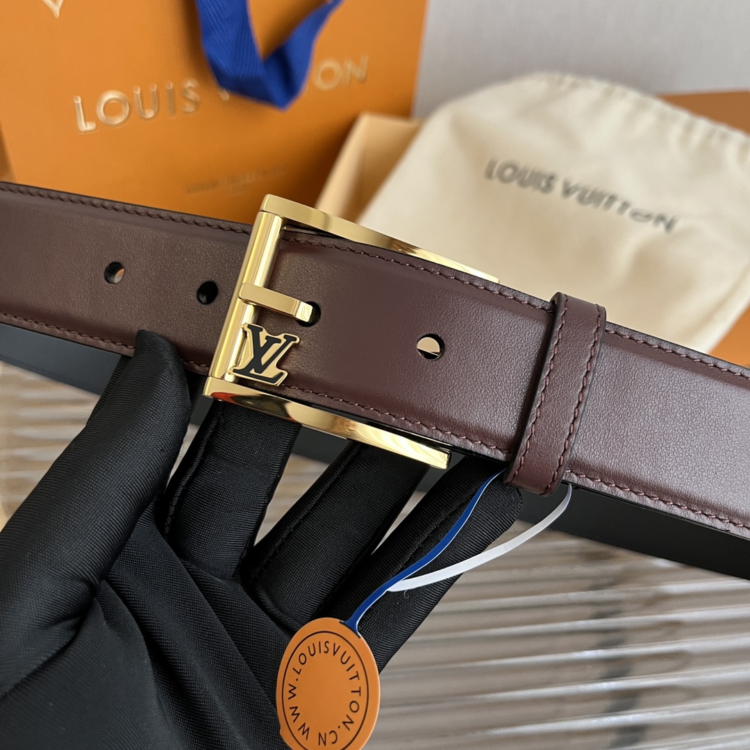 Louis Vuitton Mens Leather Belt Width 3.5cm 196