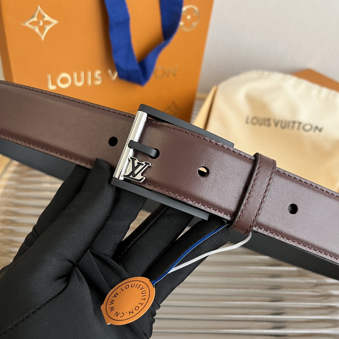 Louis Vuitton Mens Leather Belt Width 3.5cm 197