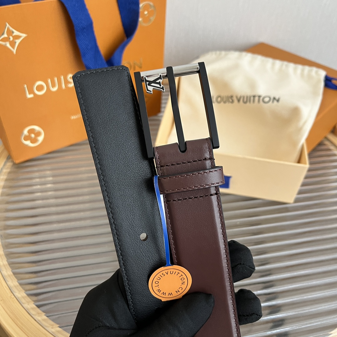 Louis Vuitton Mens Leather Belt Width 3.5cm 197