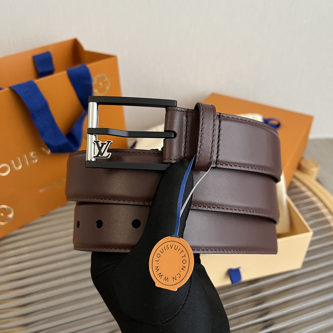 Louis Vuitton Mens Leather Belt Width 3.5cm 197