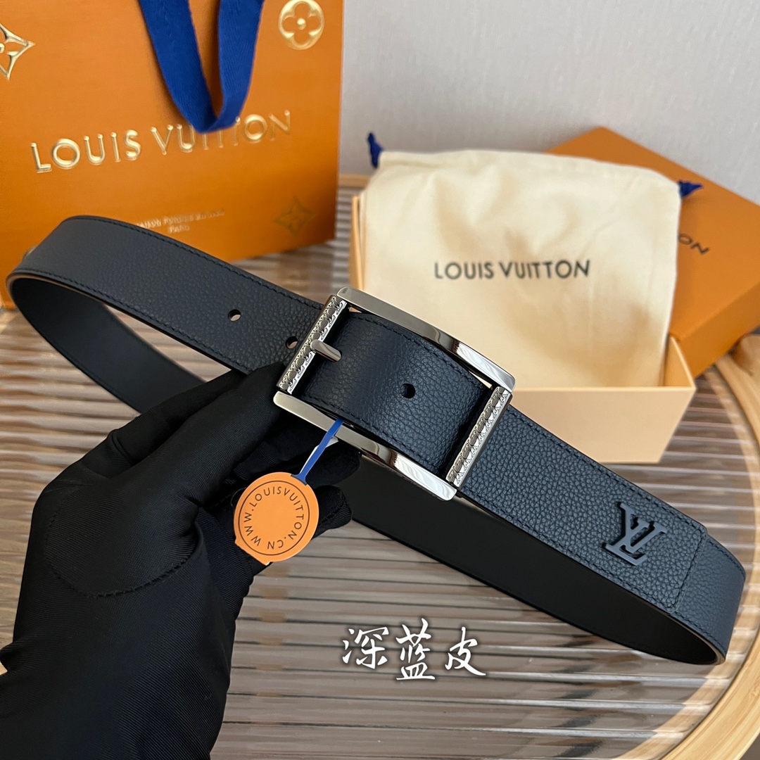 Louis Vuitton Mens Leather Belt Width 3.5cm 198