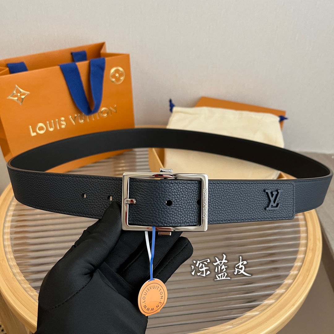 Louis Vuitton Mens Leather Belt Width 3.5cm 199