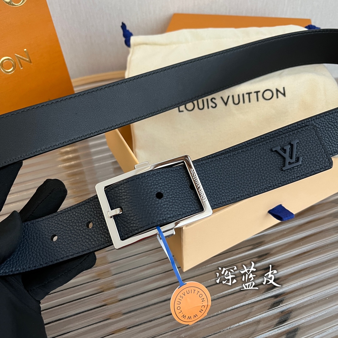 Louis Vuitton Mens Leather Belt Width 3.5cm 199