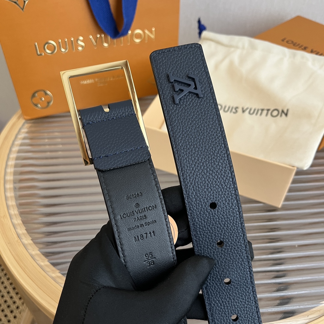 Louis Vuitton Mens Leather Belt Width 3.5cm 202