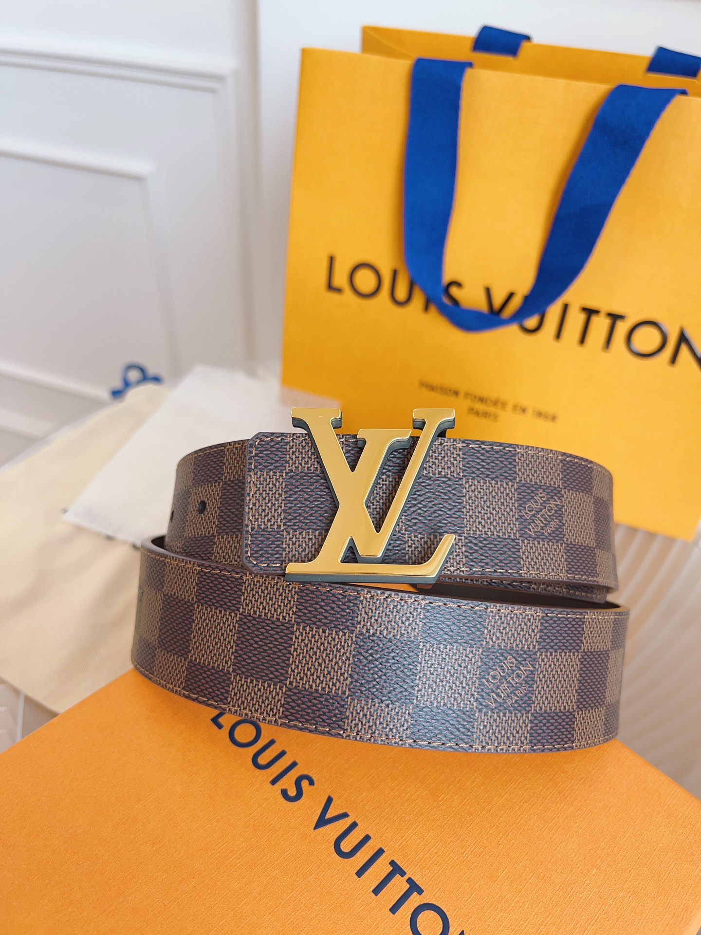 Louis Vuitton Mens Leather Belt Width 4cm 185