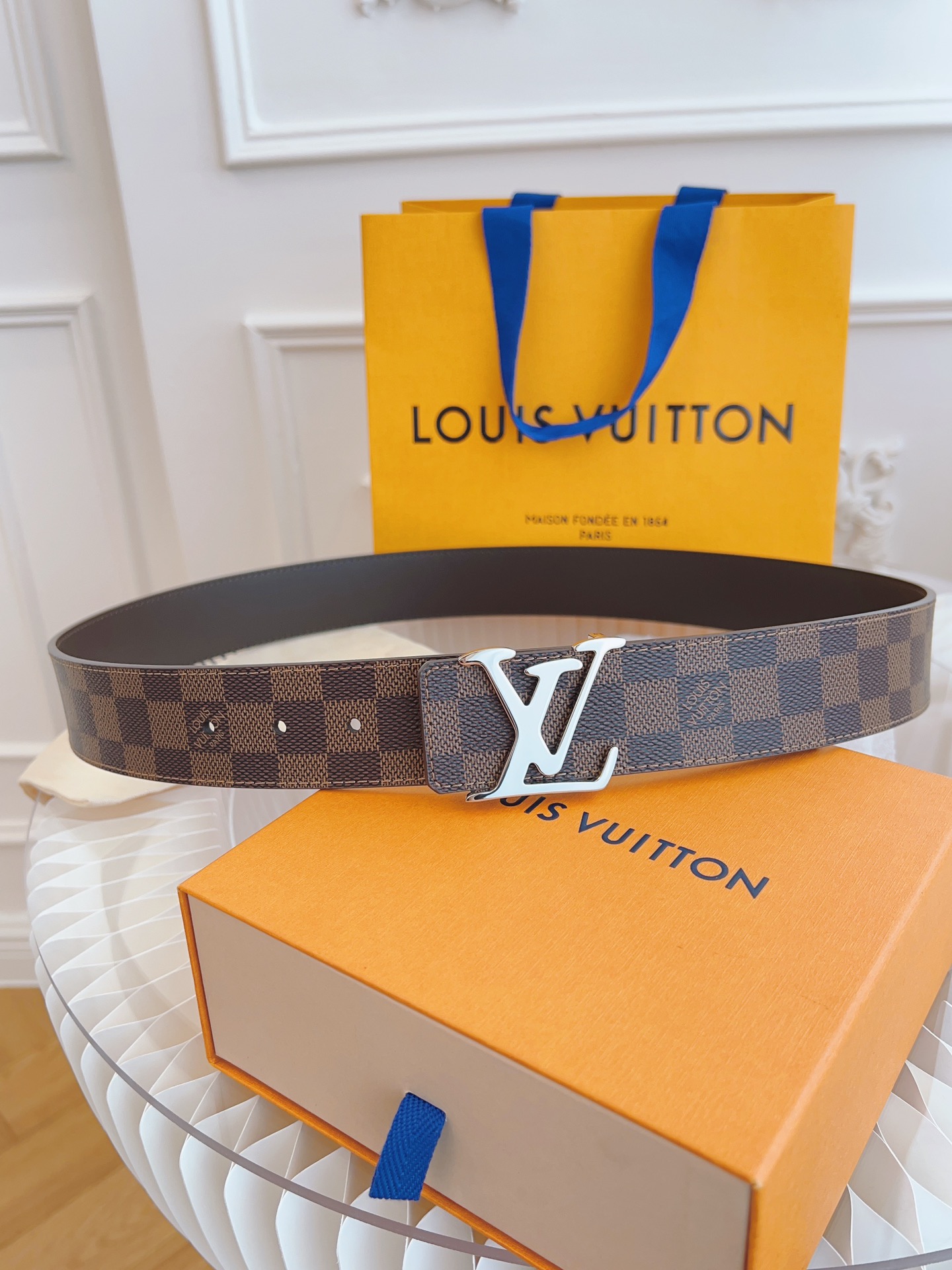 Louis Vuitton Mens Leather Belt Width 4cm 191