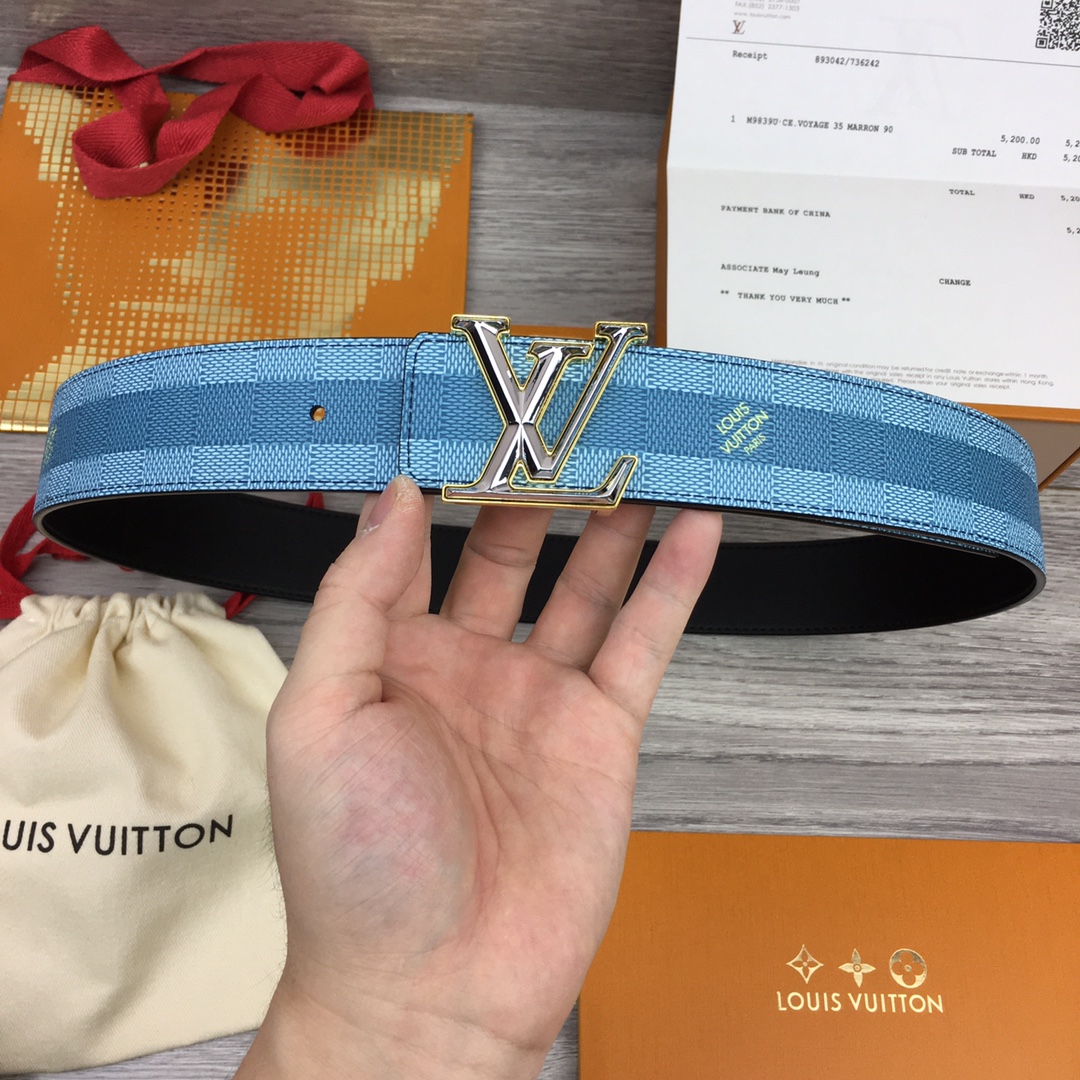 Louis Vuitton Mens Leather Belt Width 4cm 197