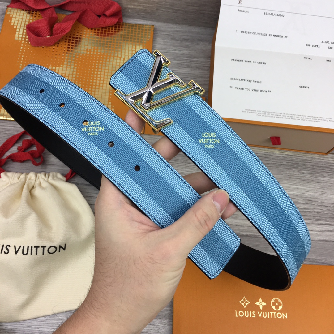 Louis Vuitton Mens Leather Belt Width 4cm 197