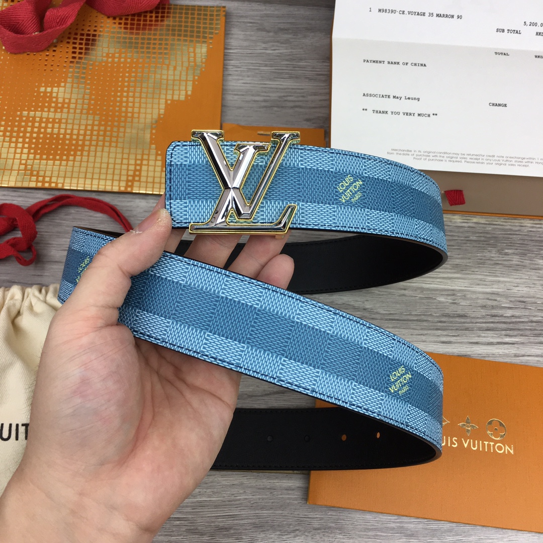 Louis Vuitton Mens Leather Belt Width 4cm 197