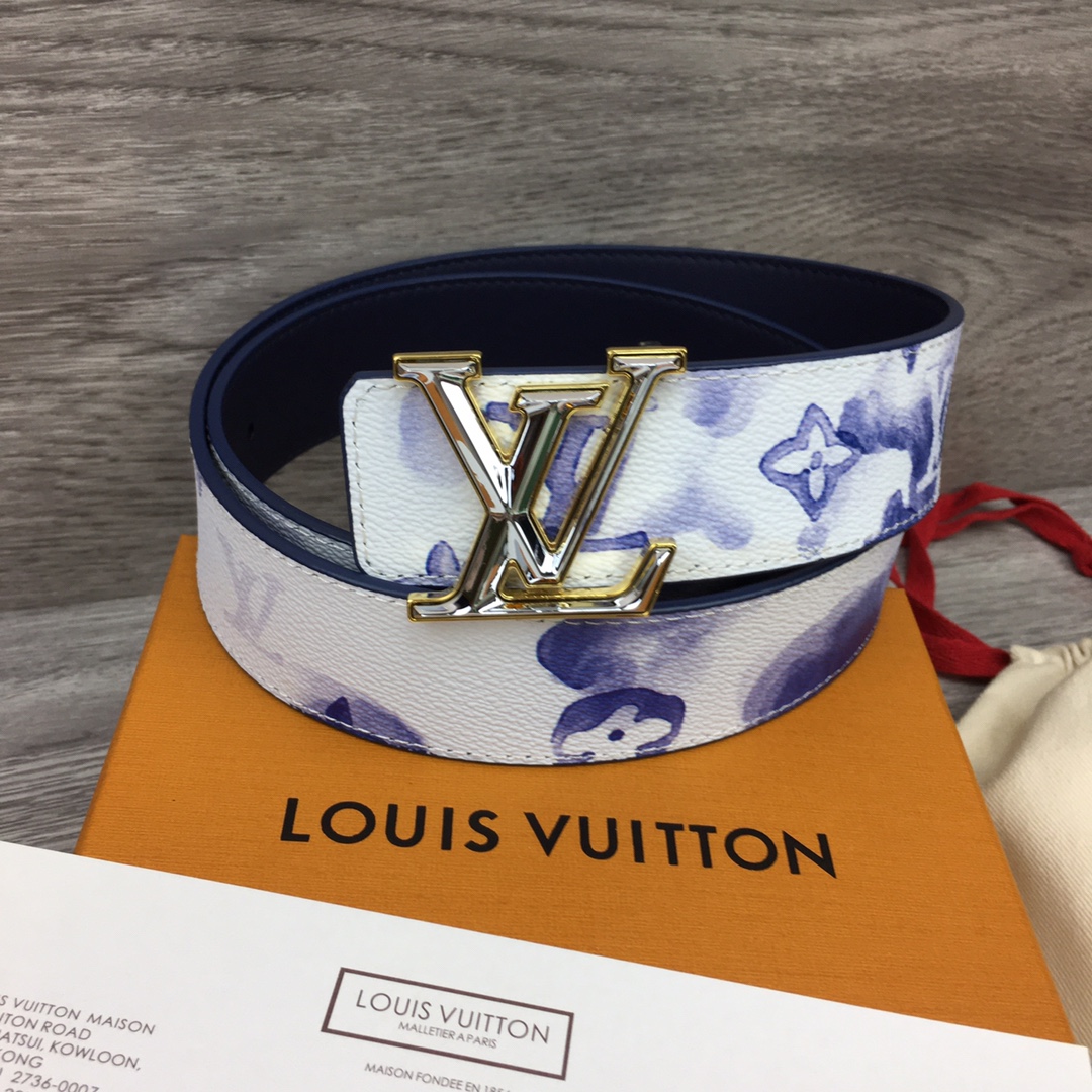 Louis Vuitton Mens Leather Belt Width 4cm 199