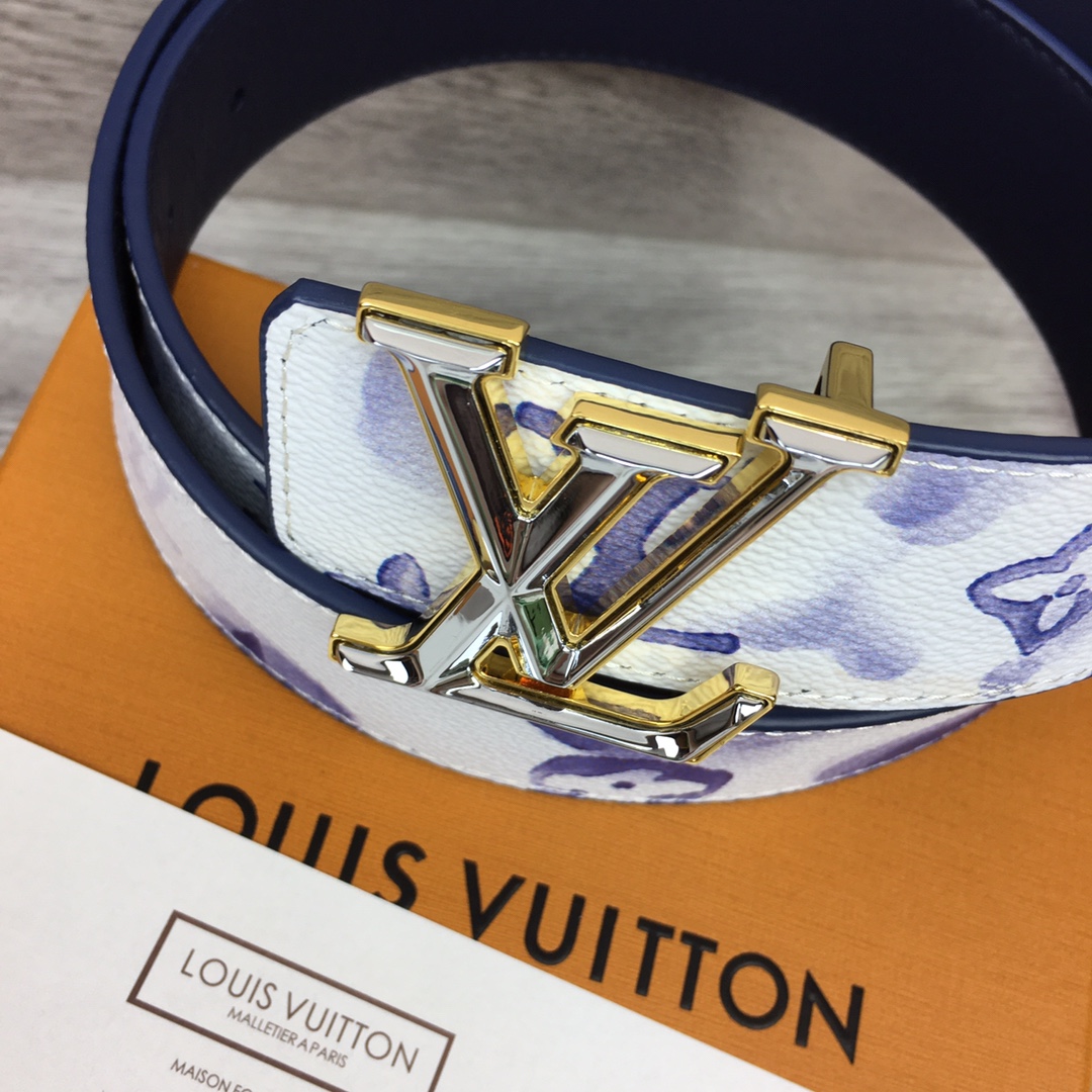 Louis Vuitton Mens Leather Belt Width 4cm 199