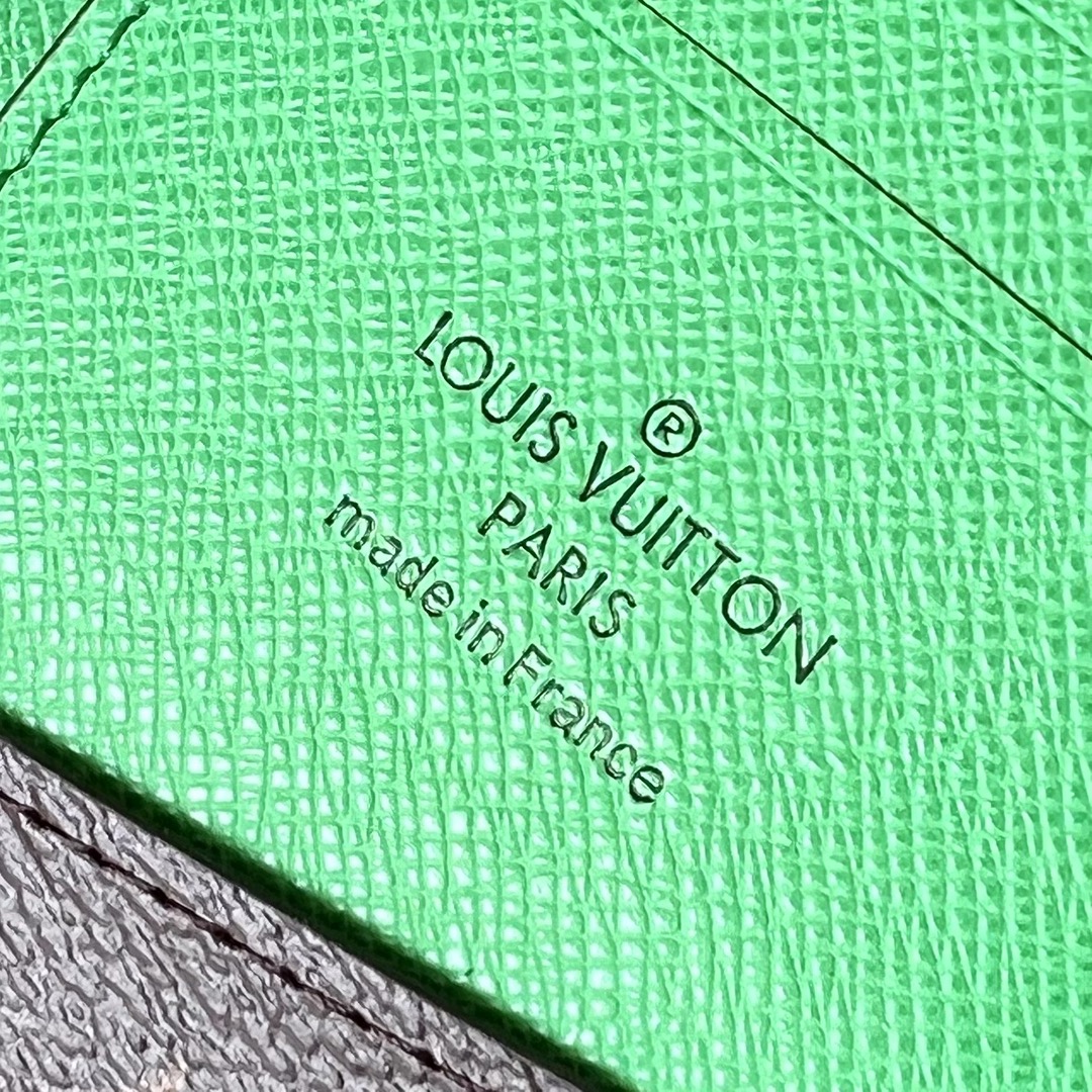 Louis Vuitton Mens Pocket Organizer M81535 Monogram Macassar Coated Canvas and Green Cowhide Leather