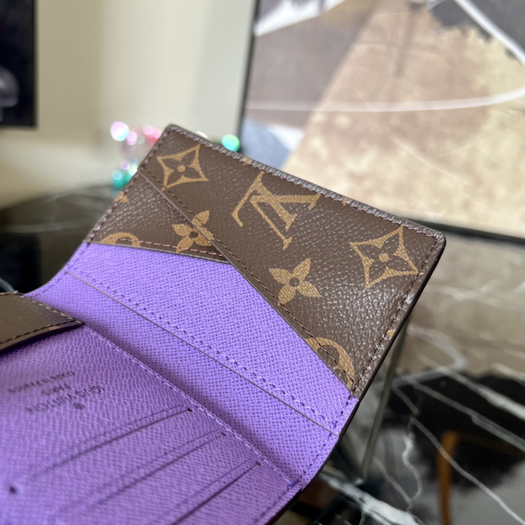 Louis Vuitton Mens Pocket Organizer M81535 Monogram Macassar Coated Canvas and Purple Cowhide Leather