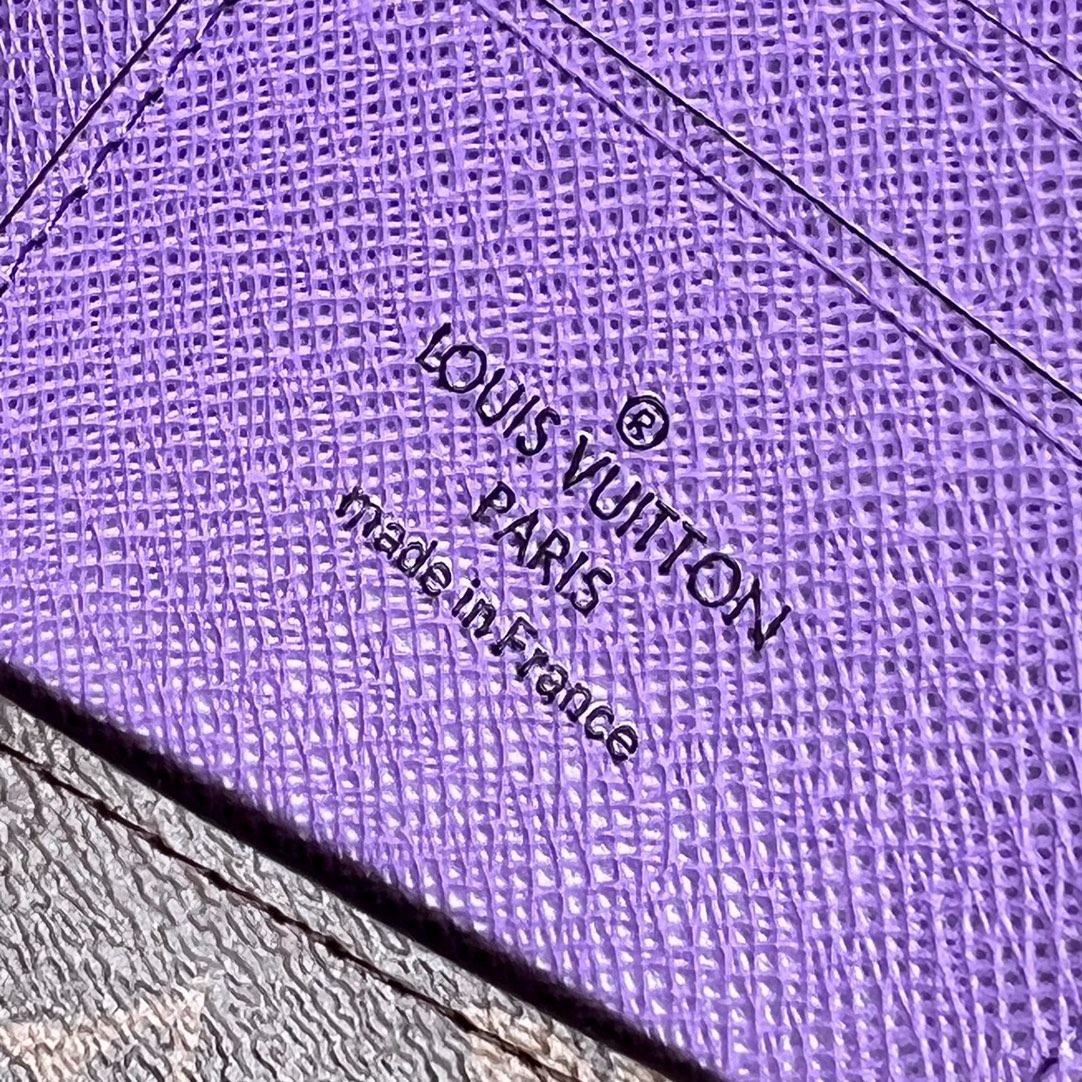 Louis Vuitton Mens Pocket Organizer M81535 Monogram Macassar Coated Canvas and Purple Cowhide Leather