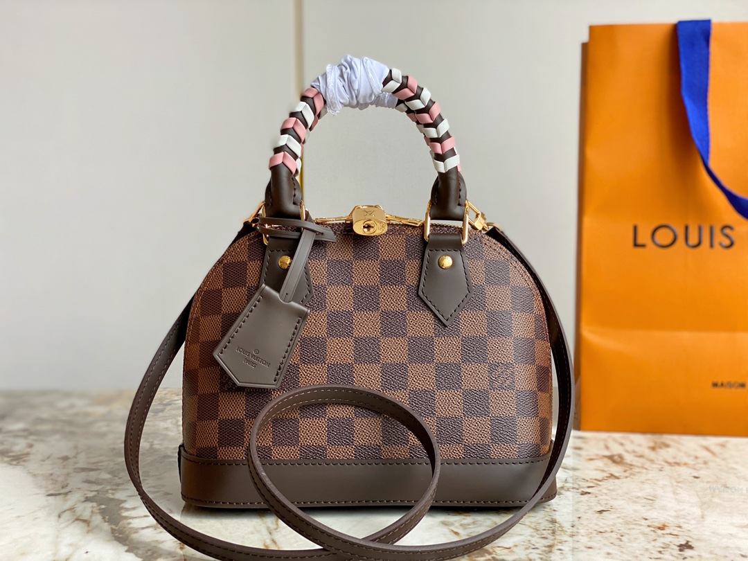 Louis Vuitton N40447 Braided Alma BB Damier Ebene Coated Canvas