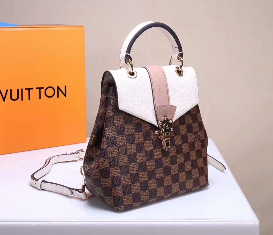 Louis Vuitton N42259 Clapton Women Backpack Damier Ebene Canvas and Cowhide Leather Creme Online Shop